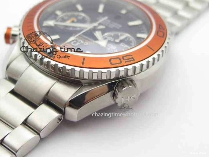 0423 Sophisticated Planet Ocean Master Chronometer Chrono SS OM 1:1 Best Edition Orange On SS Bracelet A 8156